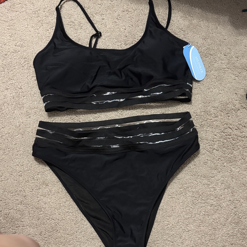 Hi rise mesh waist bikini
